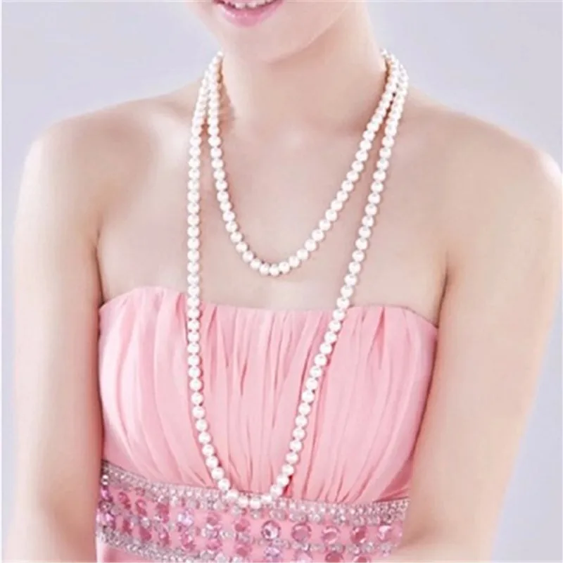 

The New Korean Version of Sweater Chain Necklace Pearl Beaded Long Section of the Clavicle Chain Wholesale