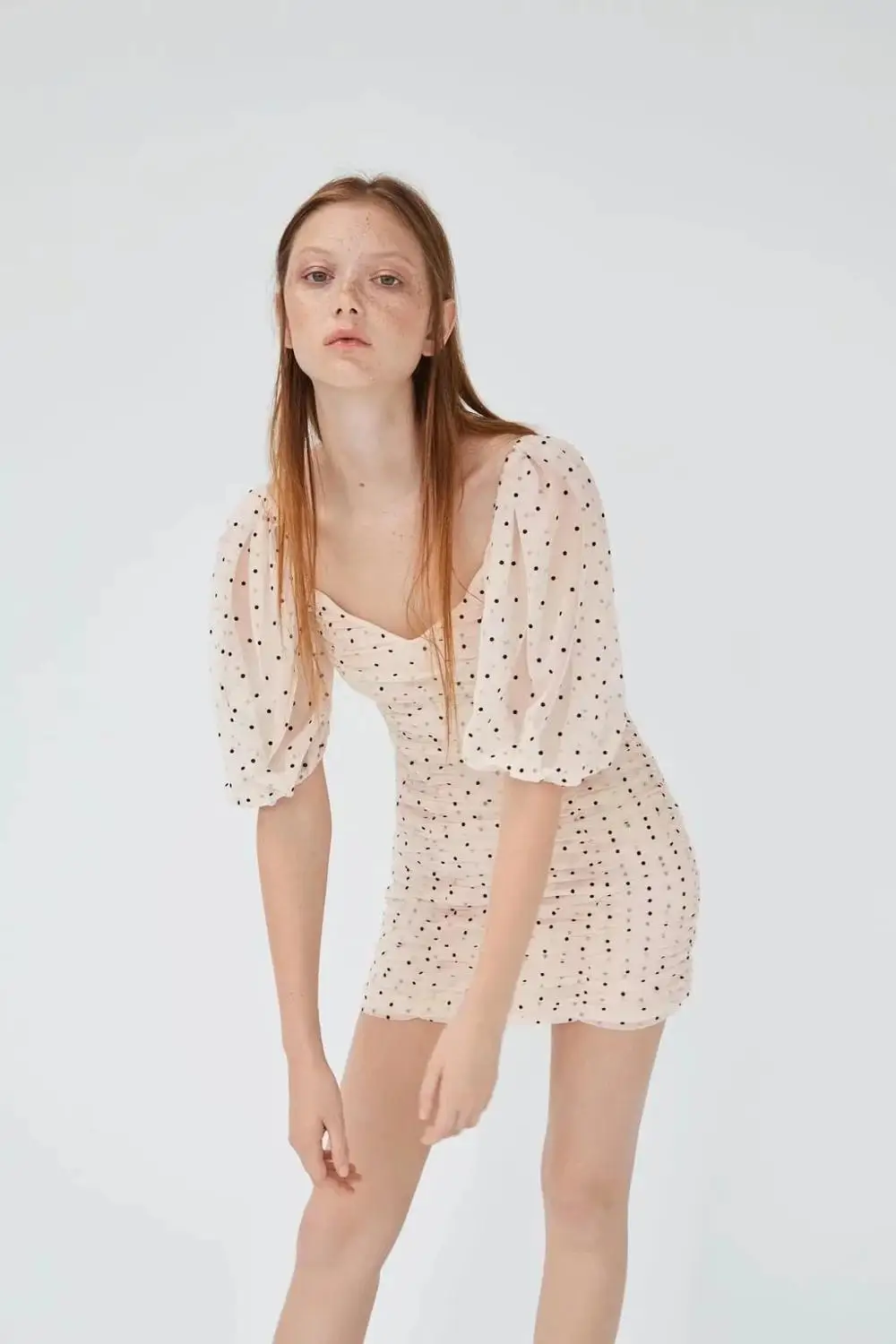 Northflow 2019 летнее женское платье vestidos квадратное в горошек мини Сетчатое
