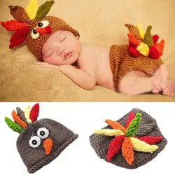 Для новорожденных милые птицы вязаные крючком фотографии красочные костюмы птица Bebe фото Интимные аксессуары наряды шляпа + Брюки для