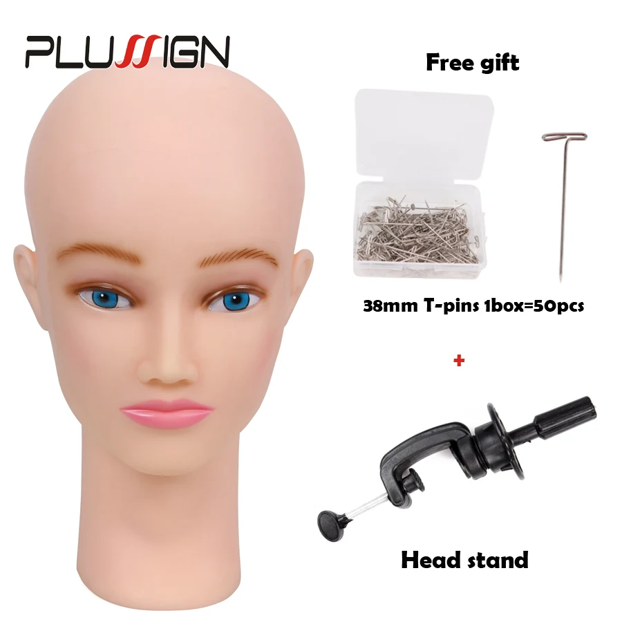 

Female Manikin Model Wig Making Styling Practice Hairdressing Cosmetology Bald Mannequin Head With Table Clamp & T-Pins