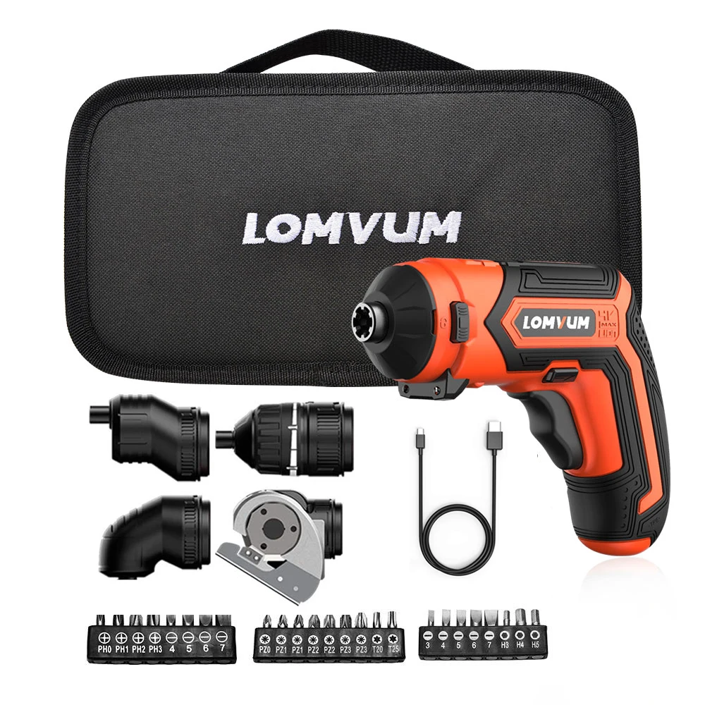 LOMVUM Mini USB Rechargeable Electric Screwdriver Set 4V Cordless