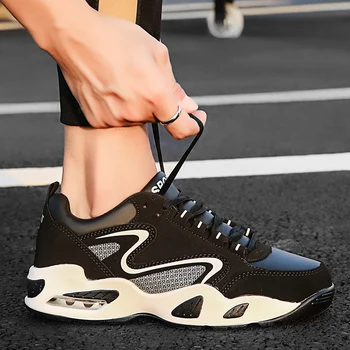 

Men Women Flat Footwear Running Shoes Lace-up Casual Sports Shoes Comfortable Platform Air Cushion Mesh Couples Sneakers Men