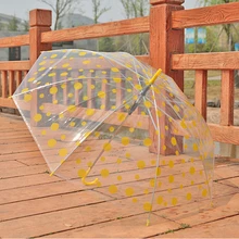 Модные яркие полуавтоматическая с длинной ручкой прямая ручка прозрачные пятна Зонт от дождя