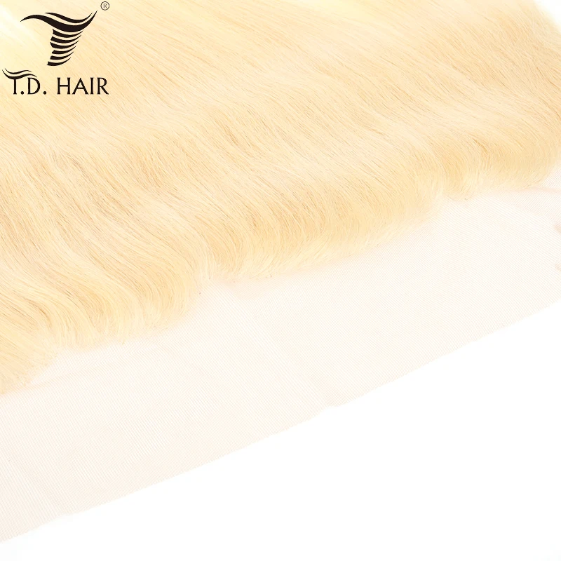 Русские волосы 613 прямые пучки с закрытием tdhair Remy блонд цвет волос 13*4 закрытием|3/4
