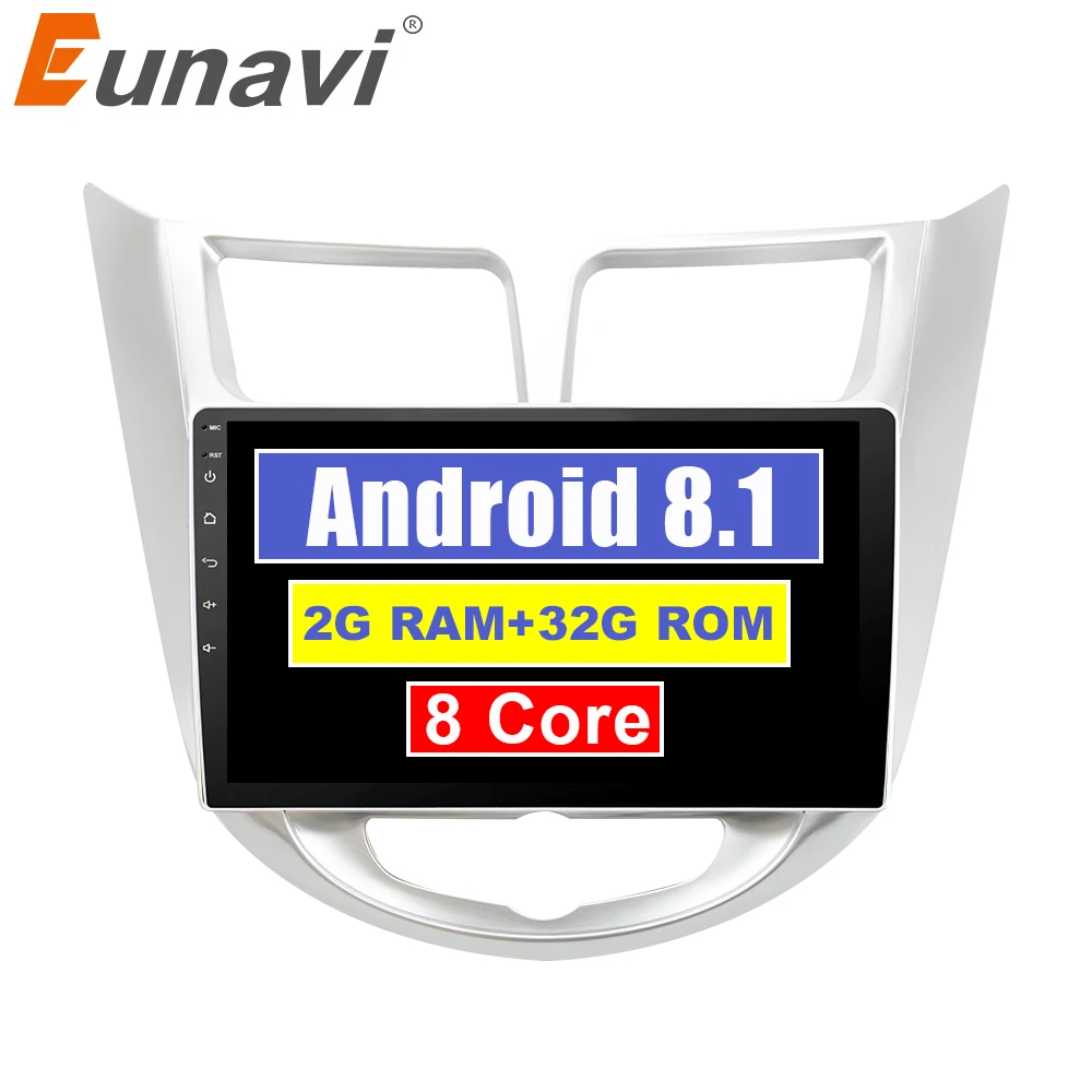 Eunavi ips 2 din Android 8 1 автомобильный dvd плеер для Hyundai Solaris VERNA 2011 15 Радио Лента видео Gps wifi