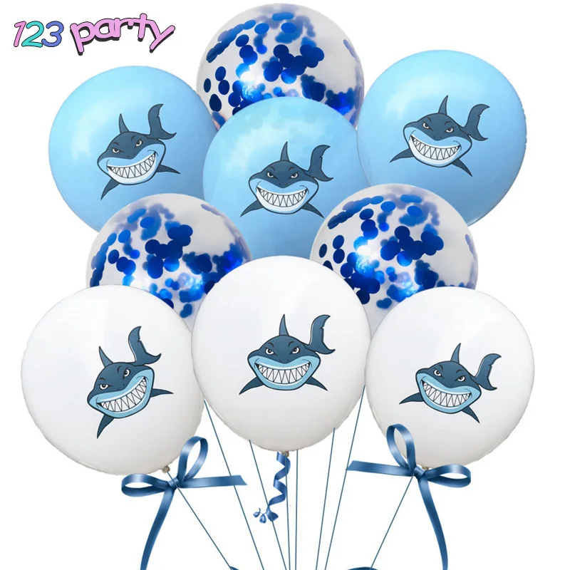 10 шт./лот Angry Shark латекс конфетти воздушные шары на день рождения вечерние Baby Shower