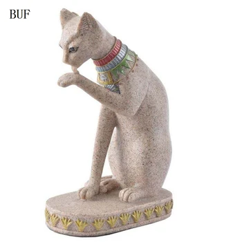 

BUF Cat Statue Ornament Egyptian Cat Figurine Statue Decoration Vintage Cat Goddess Bastet Statue Home Garden