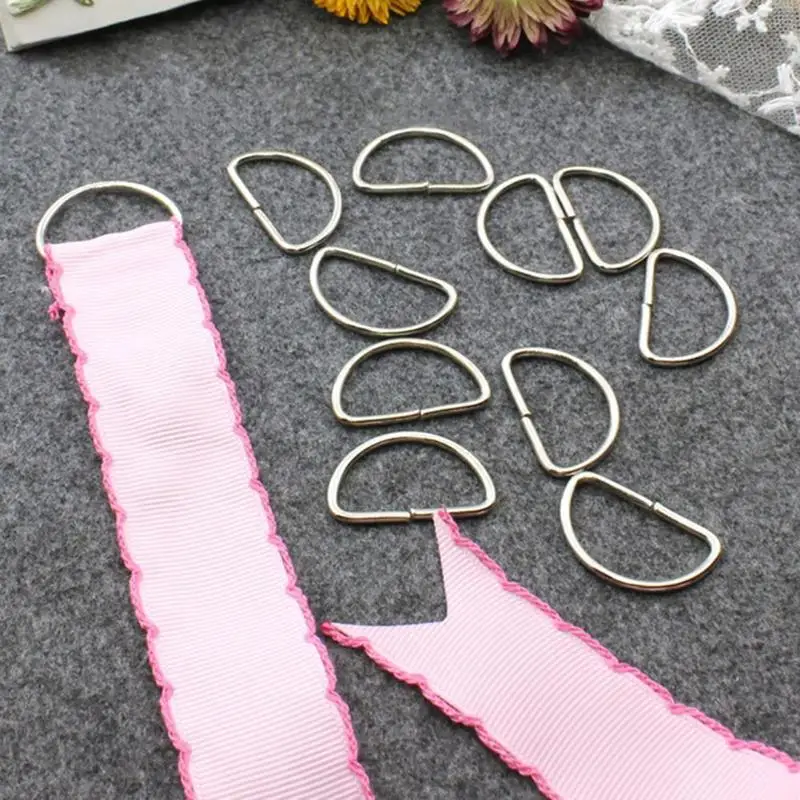 

10pcs Iron Semi-Circle Rings D Shape Metal Ring For Bag Cloth DIY Decor Hook Key Chain Circle Lanyard Craft Backpack Accessories