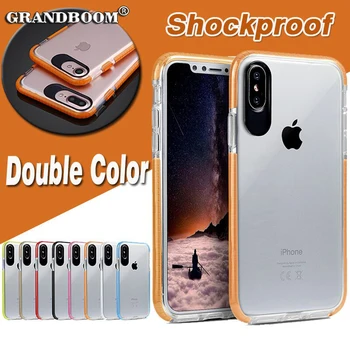 

100pcs Double Color Soft TPU Shockproof Transparent Case For iPhone XS Max XR X 8 7 Plus 6 6S Ultra Thin Slim Protective Cover