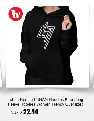 Luhan Толстовка LuHan толстовки хлопок XL толстовки Женская графическая уличная одежда с длинным рукавом черный простой пуловер Толстовка