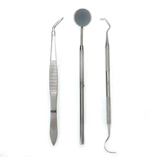 3 шт./компл. Нержавеющая сталь стоматологические инструменты стоматологическое зеркало зонд плоскогубцы пинцеты зубы чистыми гигиены Уход за полостью рта TSLM2