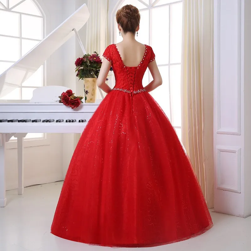 bridal dresses Popodion Sexy Lace Backless Bride Ball Gown Wedding Dress Women Bandage Cheap Wedding Dresses WED90129 ball gown wedding dress