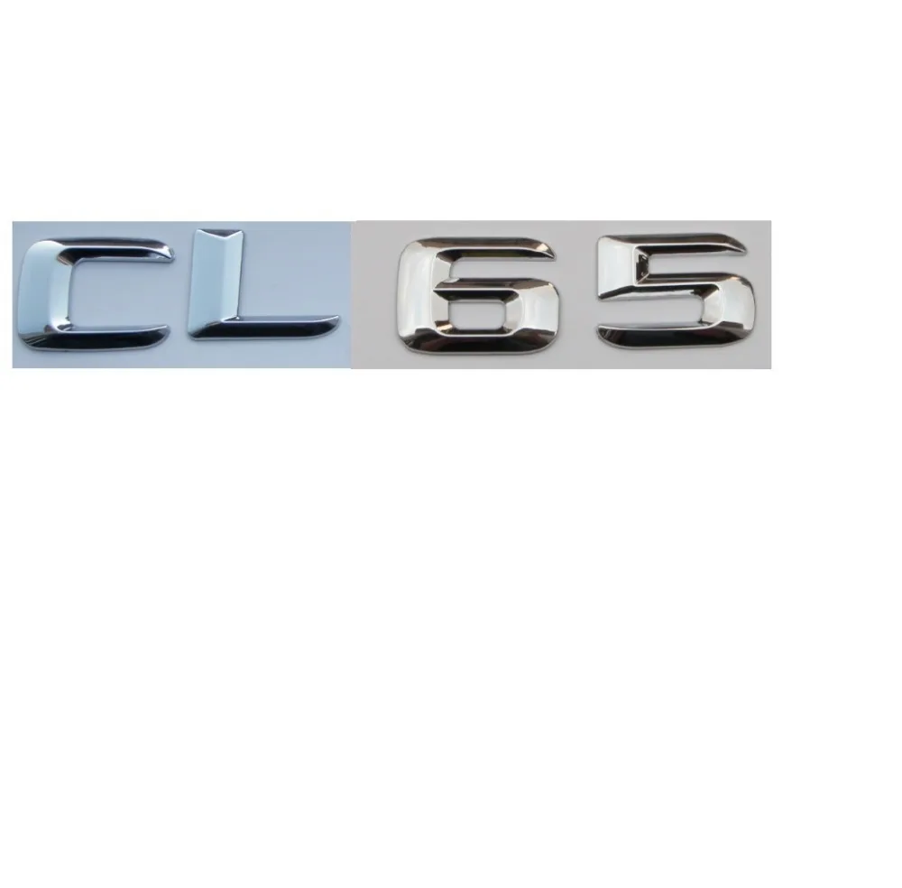

Chrome Shiny Silver ABS Car Trunk Rear Number Letters Words Badge Emblem Decal Sticker for Mercedes-Benz CL65
