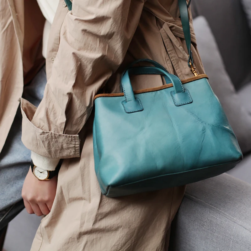 AETOO Crossbody satchel, teen retro simple little tot bag, handmade cowhide female bag