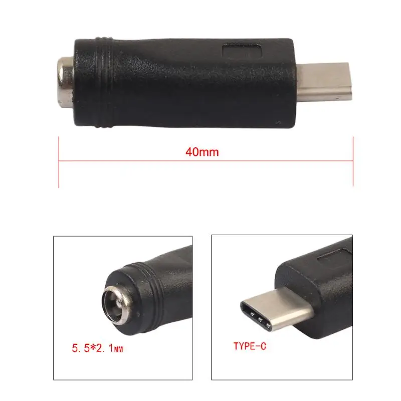 Адаптер питания постоянного тока переходник с USB Type C папа на 5 5x2 1 мм мама