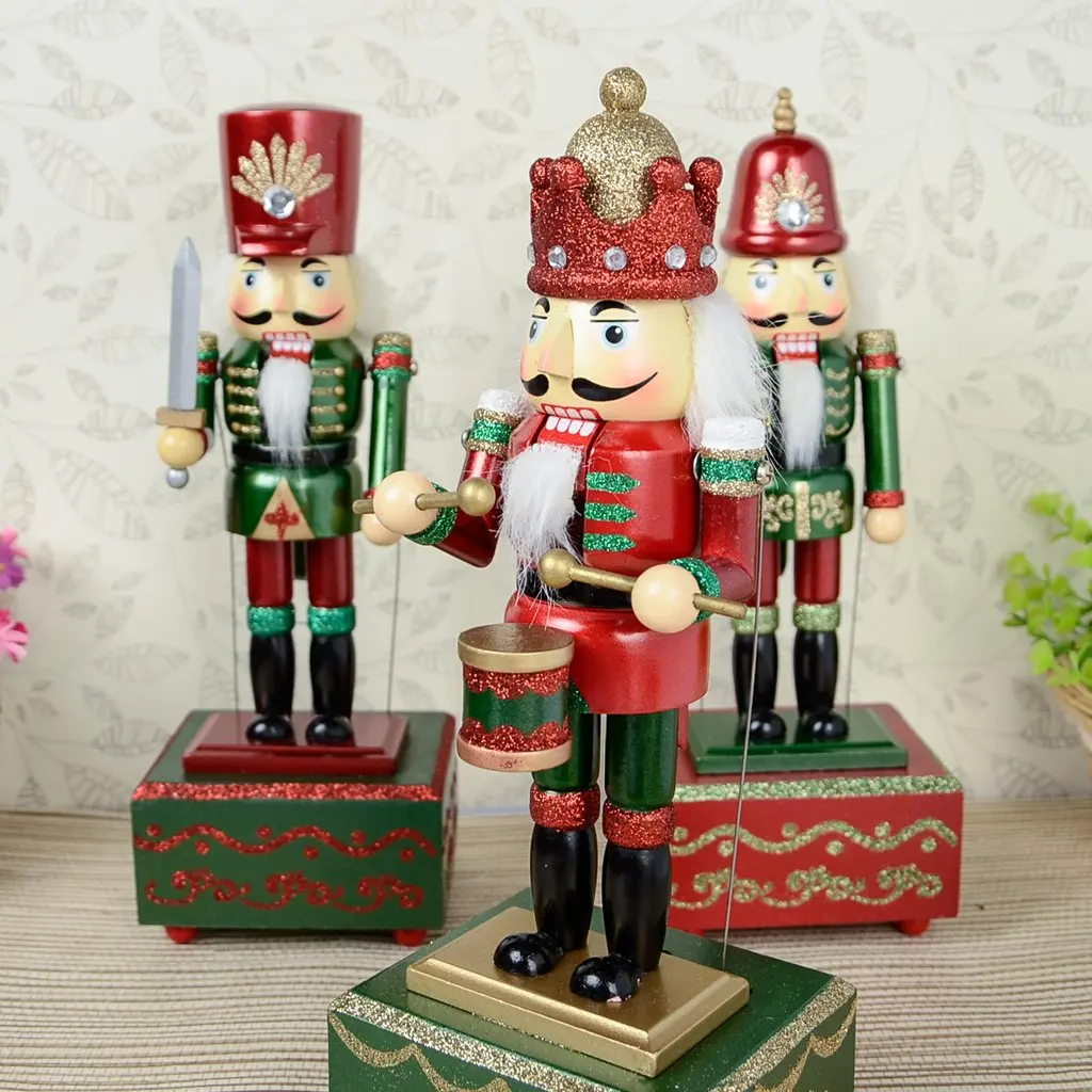 Caixa de Música Natal para a Criança da Família 32cm de Madeira Nutcracker Boneca Estatueta Collectible Ornamento Casa Decoração Brinquedos Presente Amigo 9 de decoração, presente de natal para crianças e amigos
