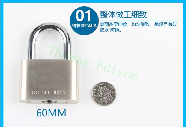 60mm imitation stainless steel anti-theft lock gate padlock waterproof antirust lock