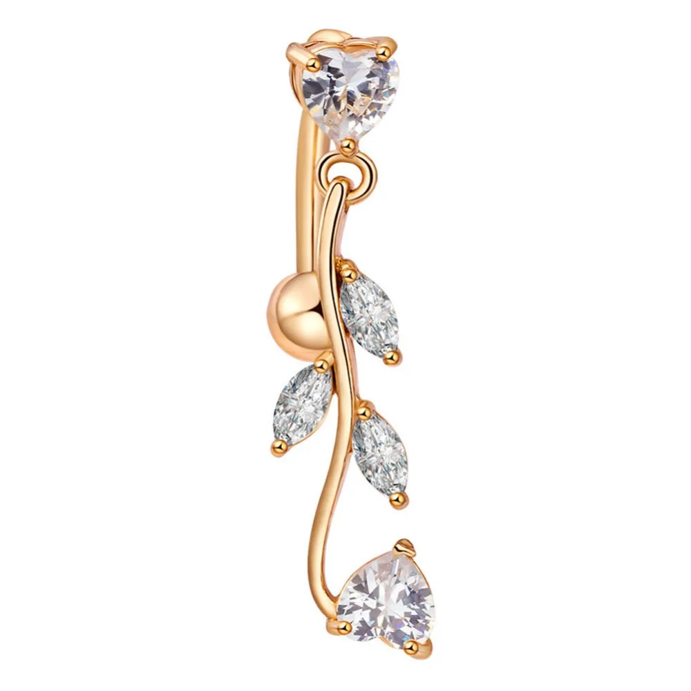 

2018 New Style SUMMER JEWELRY clear Branch shape Navel Bar Piercing Belly Button Rings Dangle Free Shipping