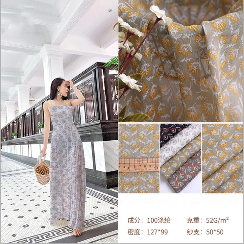 

148*100cm high-grade chiffon fabrics spring and summer euro-american style dresses dandelion printed fabrics