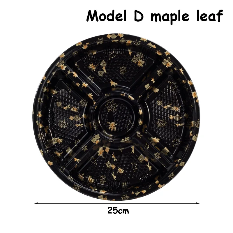 Круглый лоток для суши-еда, коробка для суши-еда с крышкой, пластиковая коробка для тарелок с фруктами сашими, большая емкость, коробка для салат, Цветочная тарелка - Цвет: Model D ML