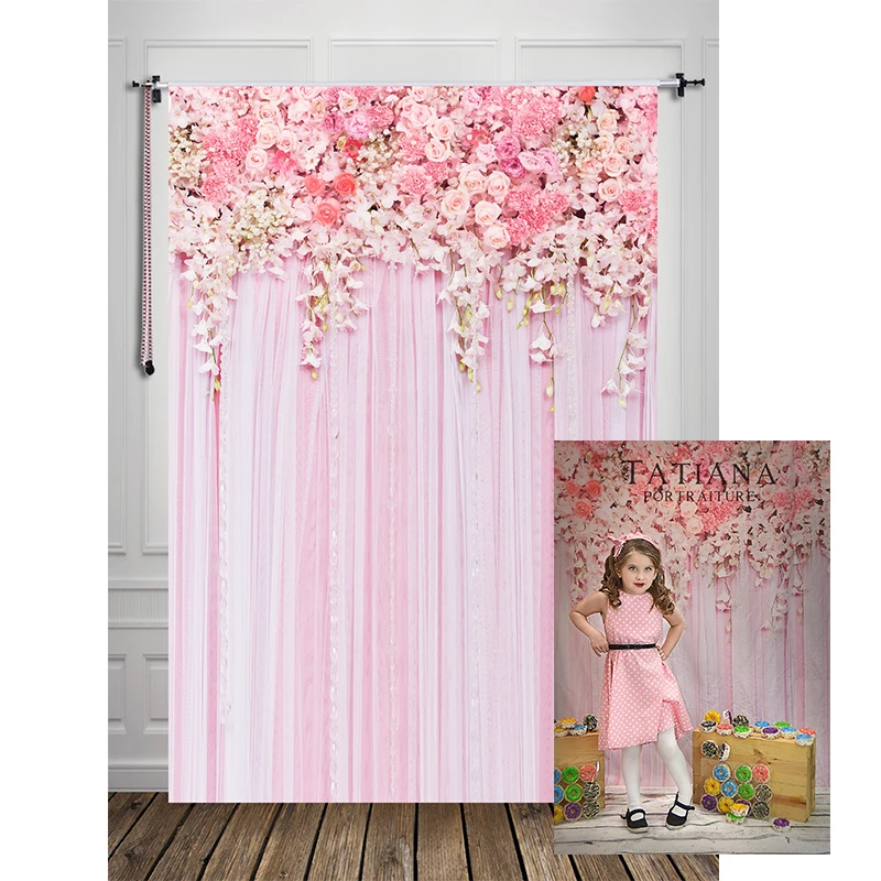 

HUAYI 3D Pink Flowers wall Background For Wedding Bridal Shower Floral Photo Newborn Photography Backdrop Studio Prop D-9354