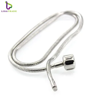 

10pcs/lot 3mm 316L Stainless steel Snake Chain European Necklaces Fit Murano Beads DIY chains PABR17-18*10