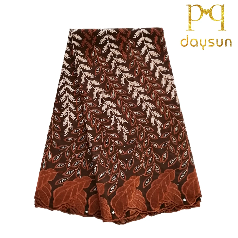 

African Swiss Voile Lace Fabric 5 yards Guipure Lace Cotton wine Embroidered Mesh Lace Fabric green Color for African F50761