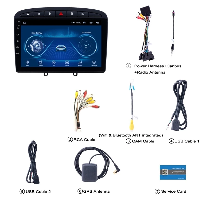 Discount Ectwodvd 9inch Andriod 8.1 Car GPS Navigation For Peugeot 308 408 2010-2016 Car DVD Multimedia System With Casing 1
