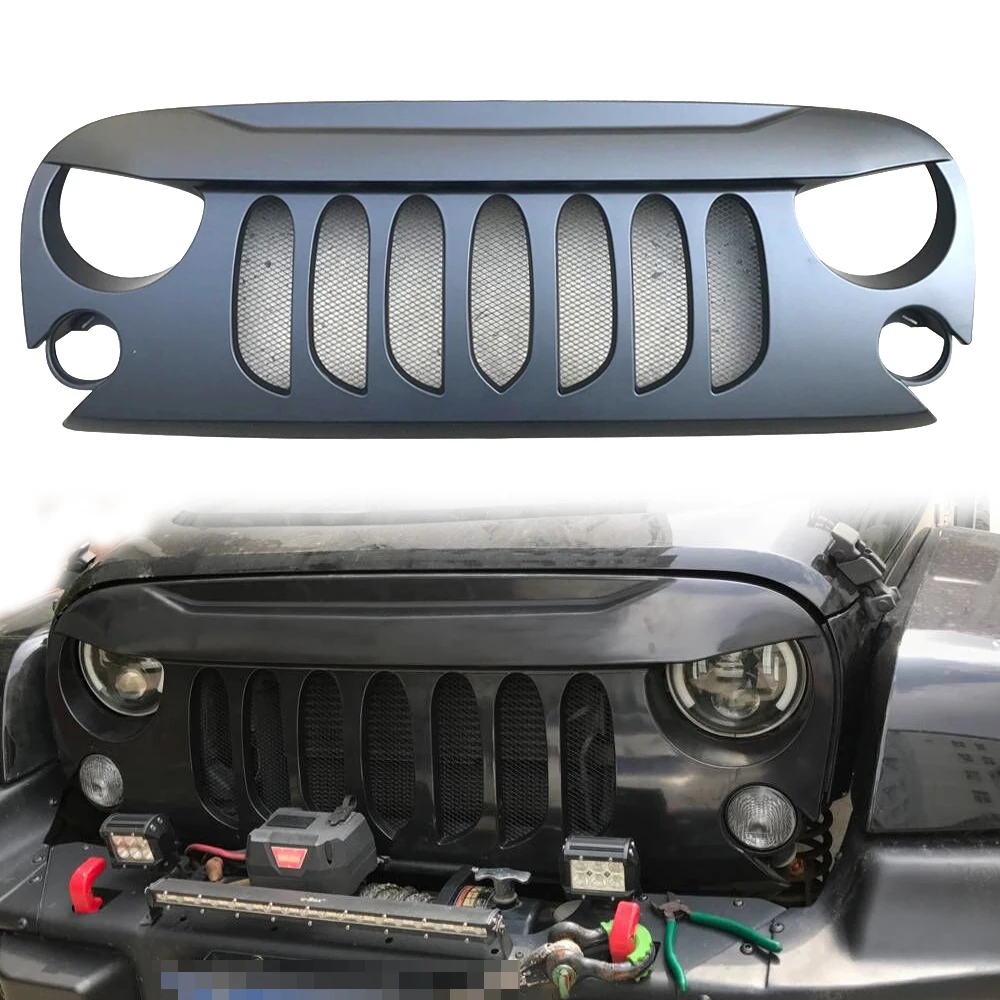 Matte Black Beast Front Grille Demon Grid Grill Mesh Insert Fits Jeep