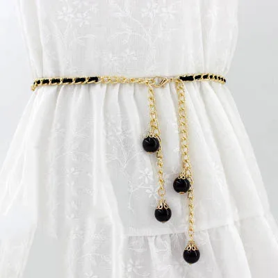 

New Fashion 2019 Women Retro Metal Waist Chain Belt Dress Waistband Gold Body Chain Belts With Pearl Women Accessories
