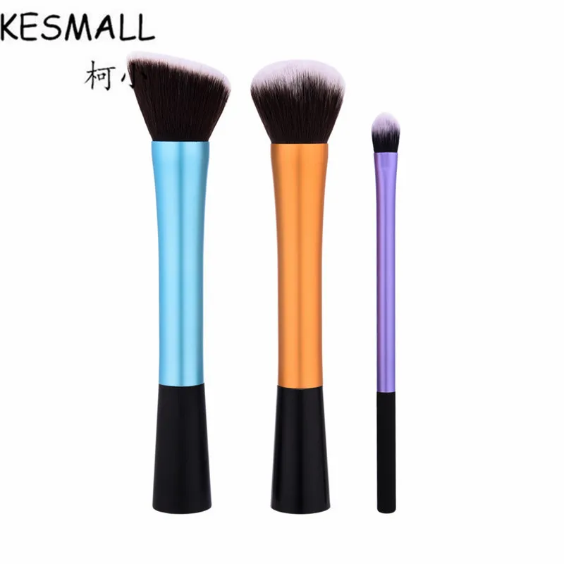 

KESMALL 3PC Makeup Brushes Set Powder Foundation Eyeshadow Cosmetic Tool Colorful Handle Concealer Brush Brosse Maquillage CO537