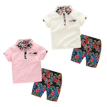 

Hot Summer Fashion Baby Boys Clothes Set Infant Kids Short Sleeve Top+ Flower Pants Two Pieces Suit Children Clothing New