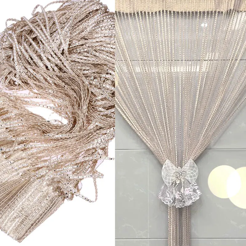 

Crystal Beads Curtain Rope Door Curtain Divider Window Panel Room Glitter Ball Tassel String Curtains On The Window Gray Purple
