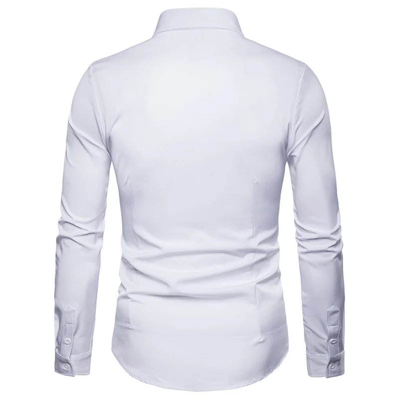 Брендовая Высококачественная Осенняя Новая мужская рубашка с вышитым отворотом большого размера, Повседневная тонкая рубашка с длинным рукавом camisa masculina