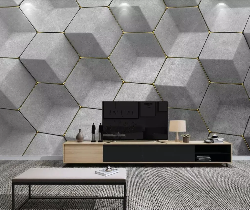 

Nordic atmosphere solid gray geometric living room background wall painting