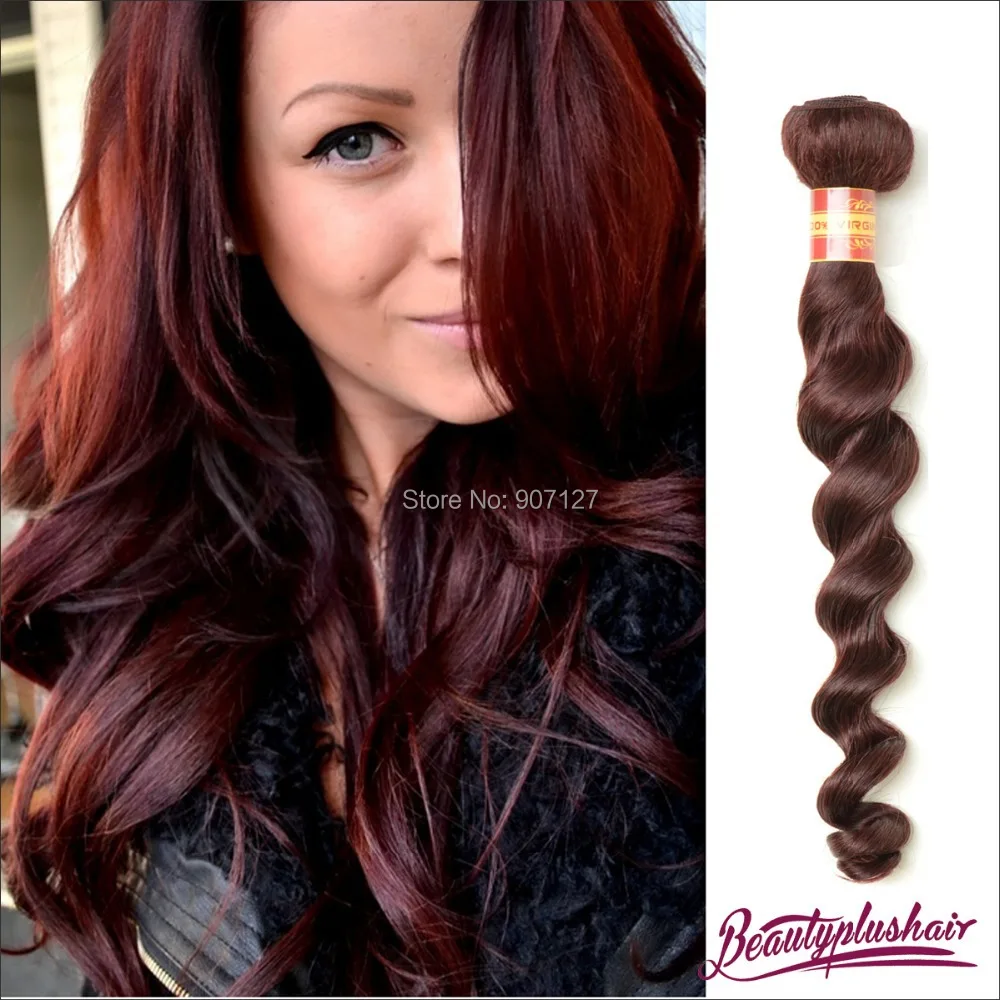 Extensiones Del Pelo Remy Brasileño De La Onda Floja Vino