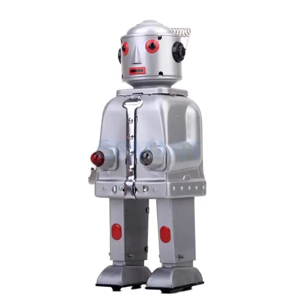 

Windup Robot Toy Collectible Gift with Light - Silver Gray