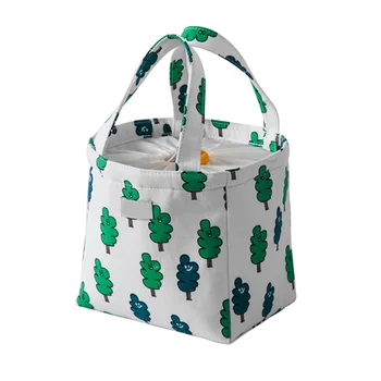 

Waterproof Drawstring Food Thermostat Simple Picnic Work Lunch Bag Foldable Portable Printing Insulated Container With Handle