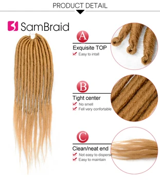

SAMBRAID Handmade Dreadlocks synthetic hair crochet braiding hair extensions 20inch/40g/pack super soft feels soft