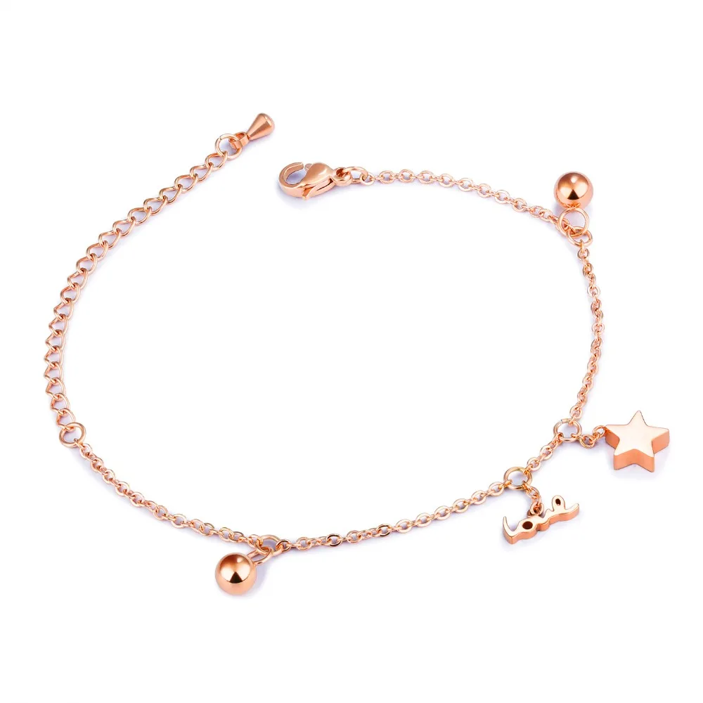 

Fate Love Star Love Charm Bracelets Women Rose Gold / Silver Color Stainless Steel Exteneded Link Chain Party Gift Free Shipping