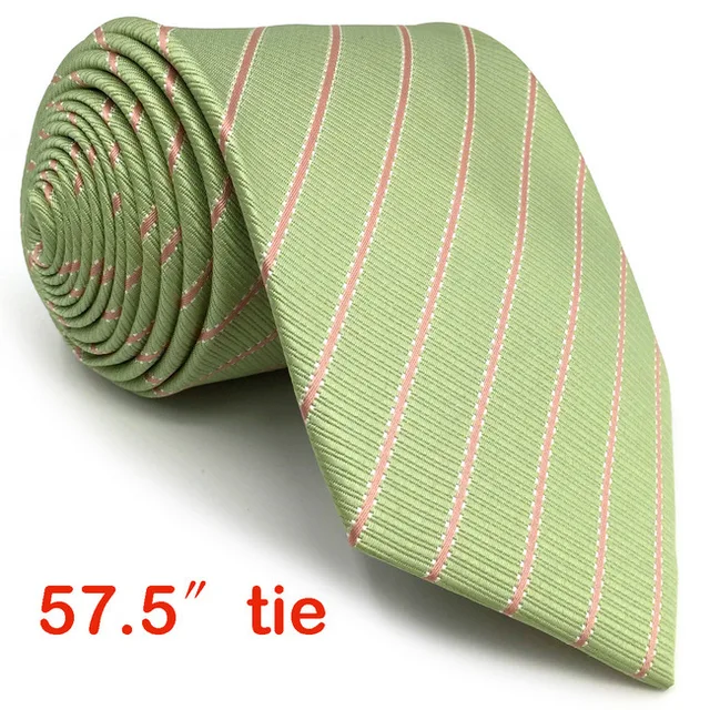 D19 Light Green Striped Mens Neck Tie Silk Ties for Men Pocket Square