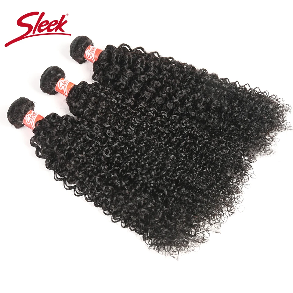 Sleek Brazilian Curly Hair 1/3/4 Deal 8 to 28 30 Inch Non Remy Kinky Curly Human Hair Extensions Natural Color Human Hair Bundle