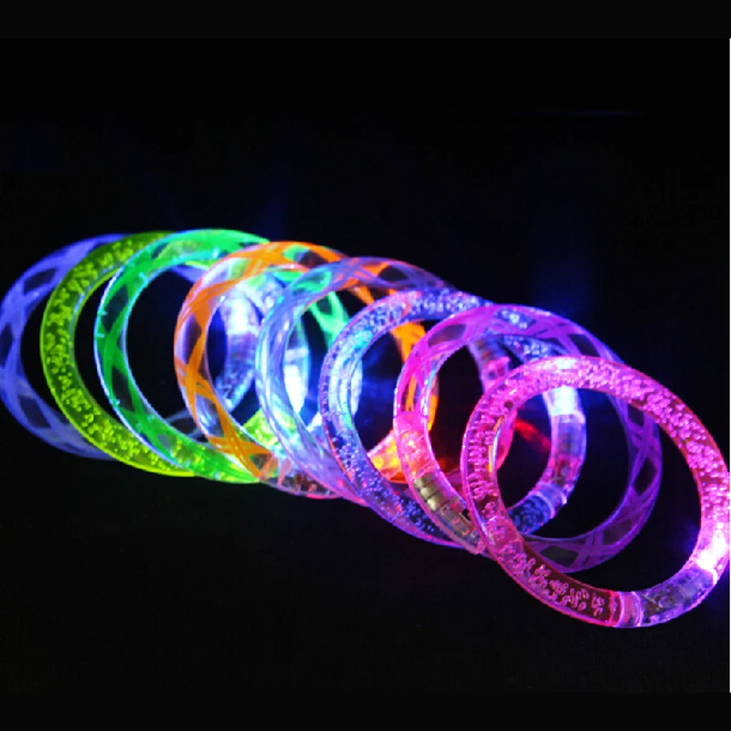 

50pcs/lot colorful changing LED bracelet Light up Bracelet flashing Acrylic glowing bangle kid's birthday toys party decoration