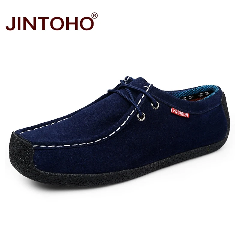 

JINTOHO Big Size Men Cow Suede Leather Shoes Fashion Breathable Men Flats Shoes Casual Male Leather Shoes 2018 Men Sneakers