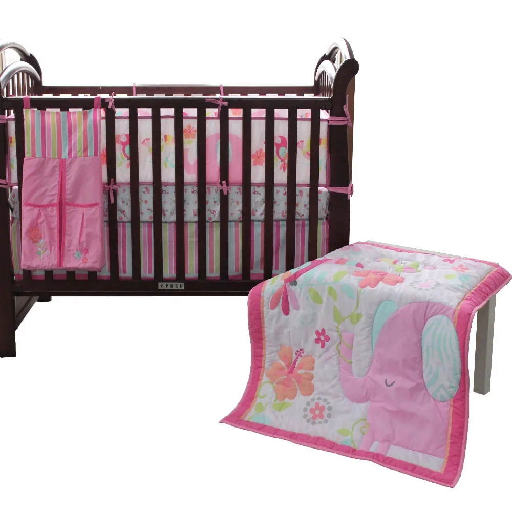 

Baby Bedding Set Cotton Soft Breathable Crib Kit Include comforter sheet skirt bumper
