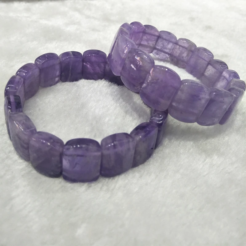 

Natural Amythests Stone Bracelet Purple Crystal 12x16mm Bead Bracelet Stretch Energy Yoga Gift Dream Amethysts Bracelets Bangle