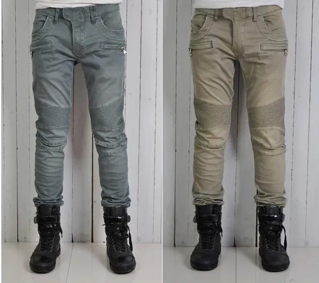 Best price at $101 Cheap Free shipping Men 's locomotive series the Paris catwalk models Slim jeans catwalk models trousers jeans