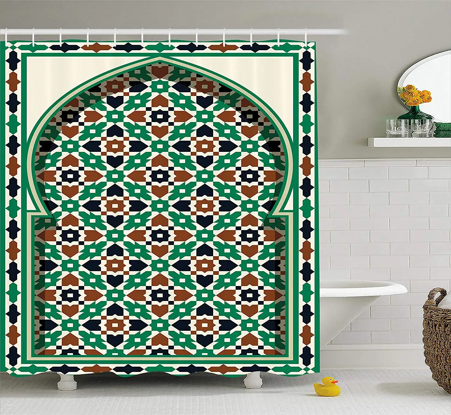 Moroccan Shower Curtain, Middle Eastern Style Moroccan Door Arch with