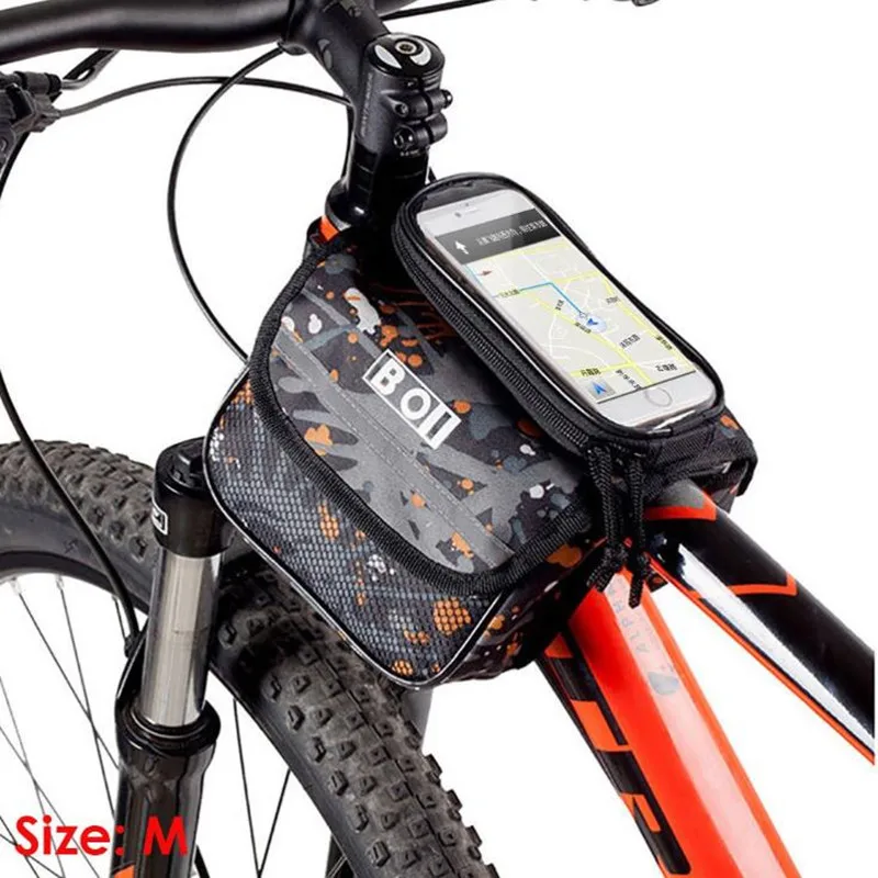 

Bicycle Bike Bag Touch Screen MTB Saddle Bag On The Tube Mobile Phone Package Riding Equipment 4.8/5.5Inch Frame Storage bag