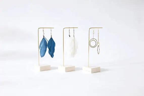  Solid Wood Cooper Stick Earrings Display Stand Creative Earrings Display Holder Jewelry Display Rac